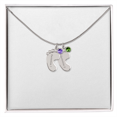 NEWBORN CUSTOM BABY FEET WITH BIRTHSTONE